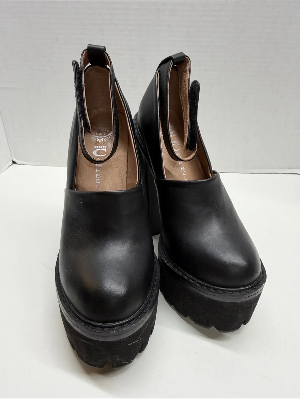Jeffrey Campbell Scully Platform Heels Lug Sole High Heel Shoes Black Size 6.5